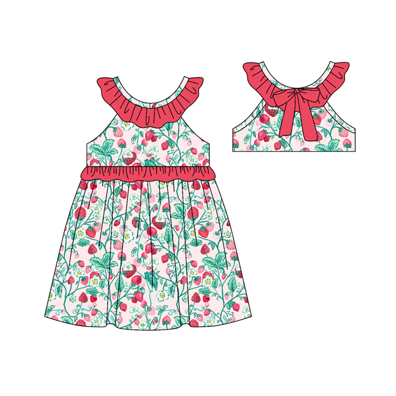 wholesale kids clothes custom strawberry design dress