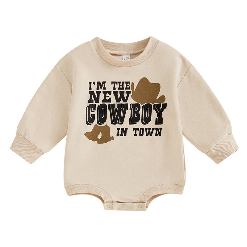 i am new cowboy in town long sleeve romper