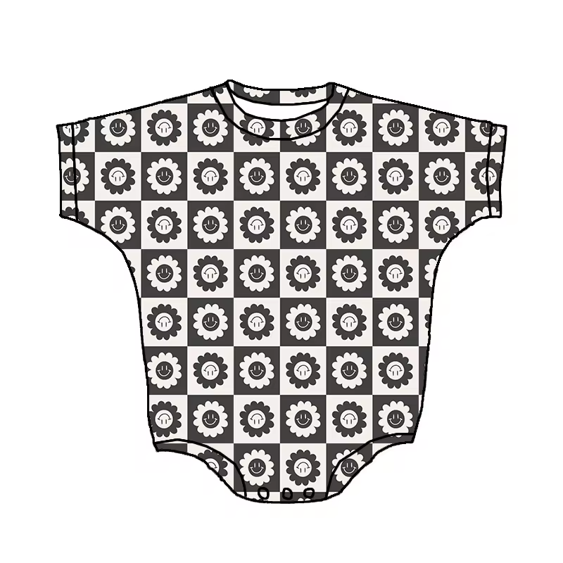 toddle baby smile face short sleeve romper