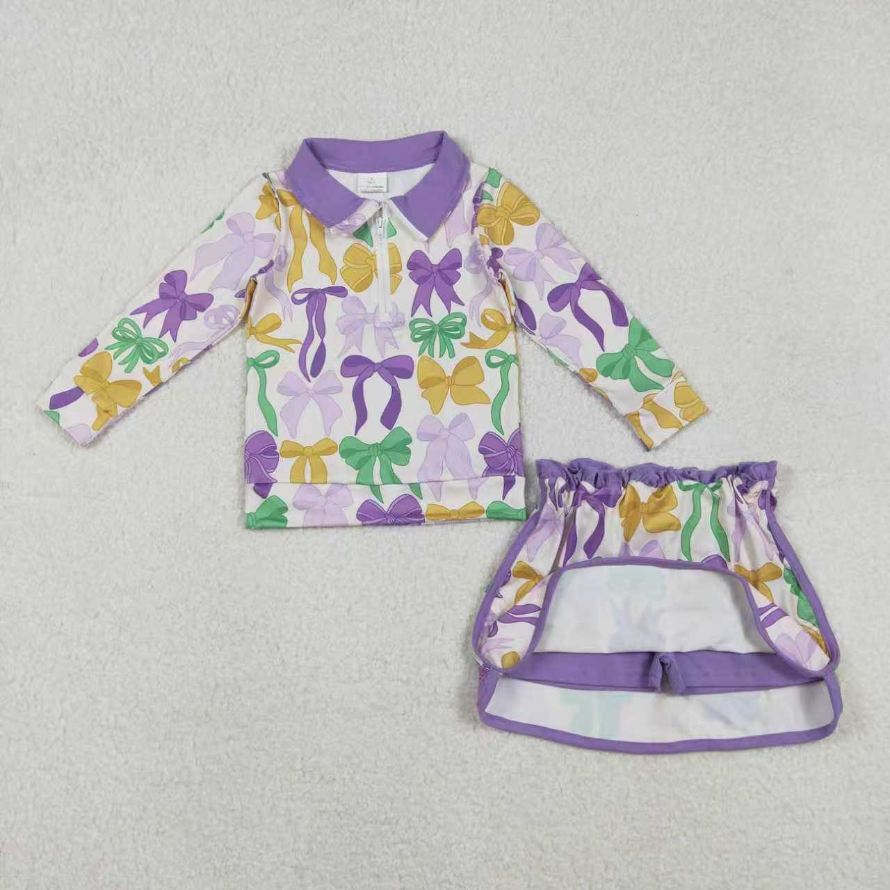 Mardi Gras pullover matching skirt girls outfit