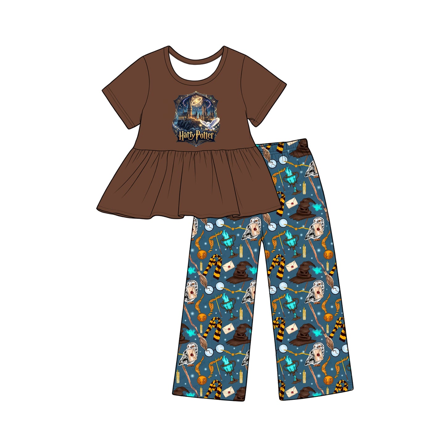 baby girl short sleeve top matching pants custom design outfit