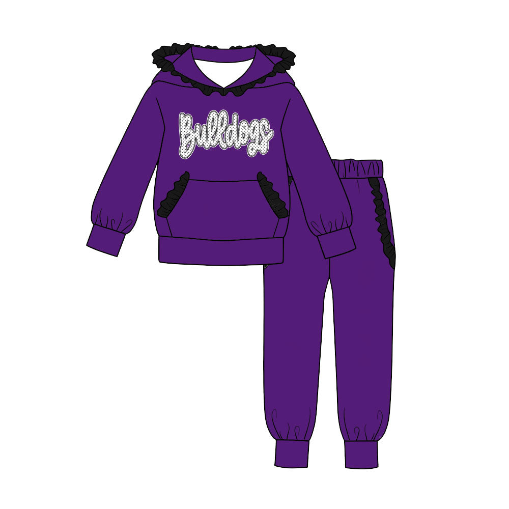 Toddle kids girl custom bulldog hoodies matching pants spring fall design outfit