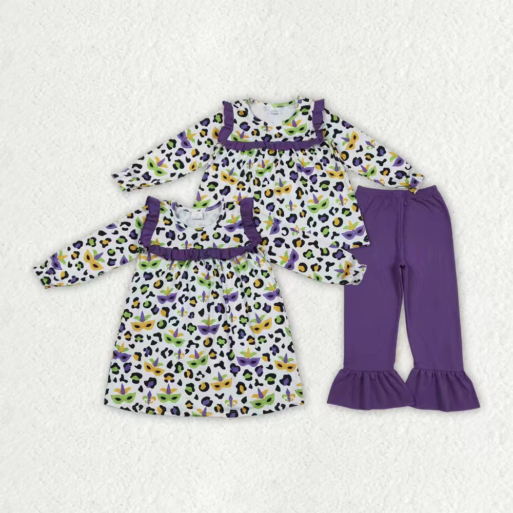 Mardi Gras design girls long sleeve spring fall outfit