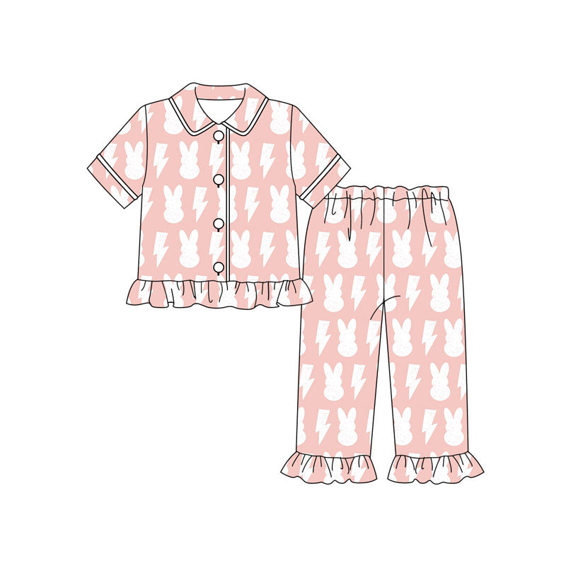 Easter bunny kids girls short sleeve pajama set wholesal factory price