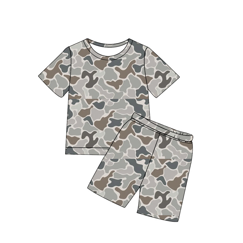 Camo design top matching shorts kids summer wholesale factory outfit