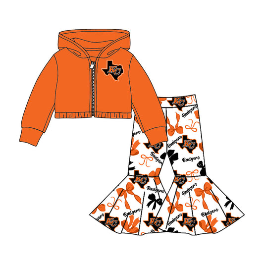 Girls long sleeve zip top matching pants custom team outfit