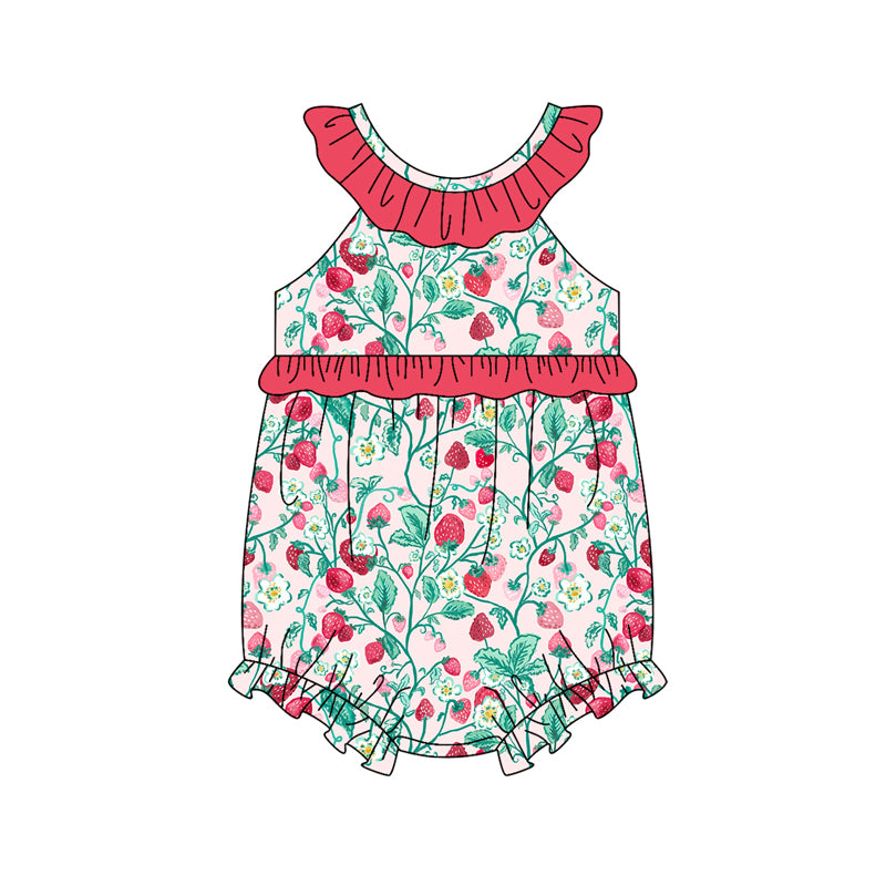 Strawberry design kids baby summer romper
