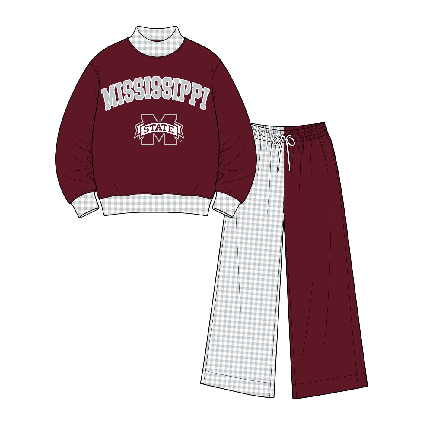 Toddle kids custom Mississippi team design long sleeve outfit
