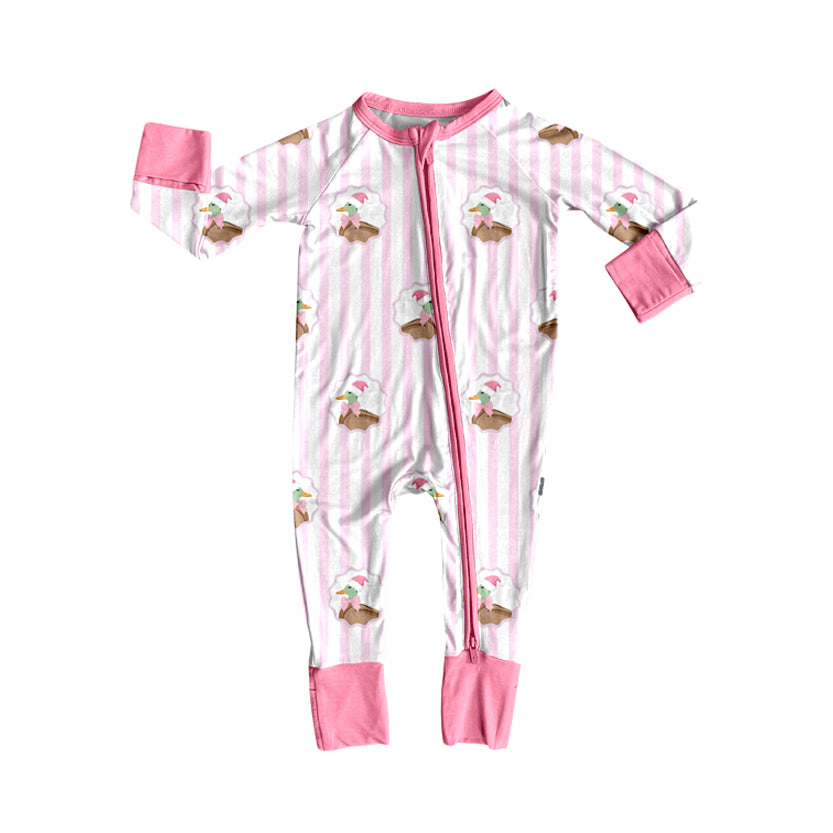 Toddle kids Christmas duck long sleeve bamboo zip romper
