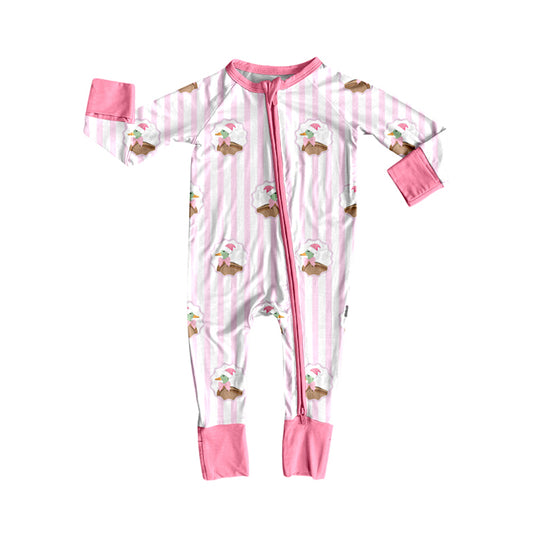 Toddle kids Christmas duck long sleeve bamboo zip romper