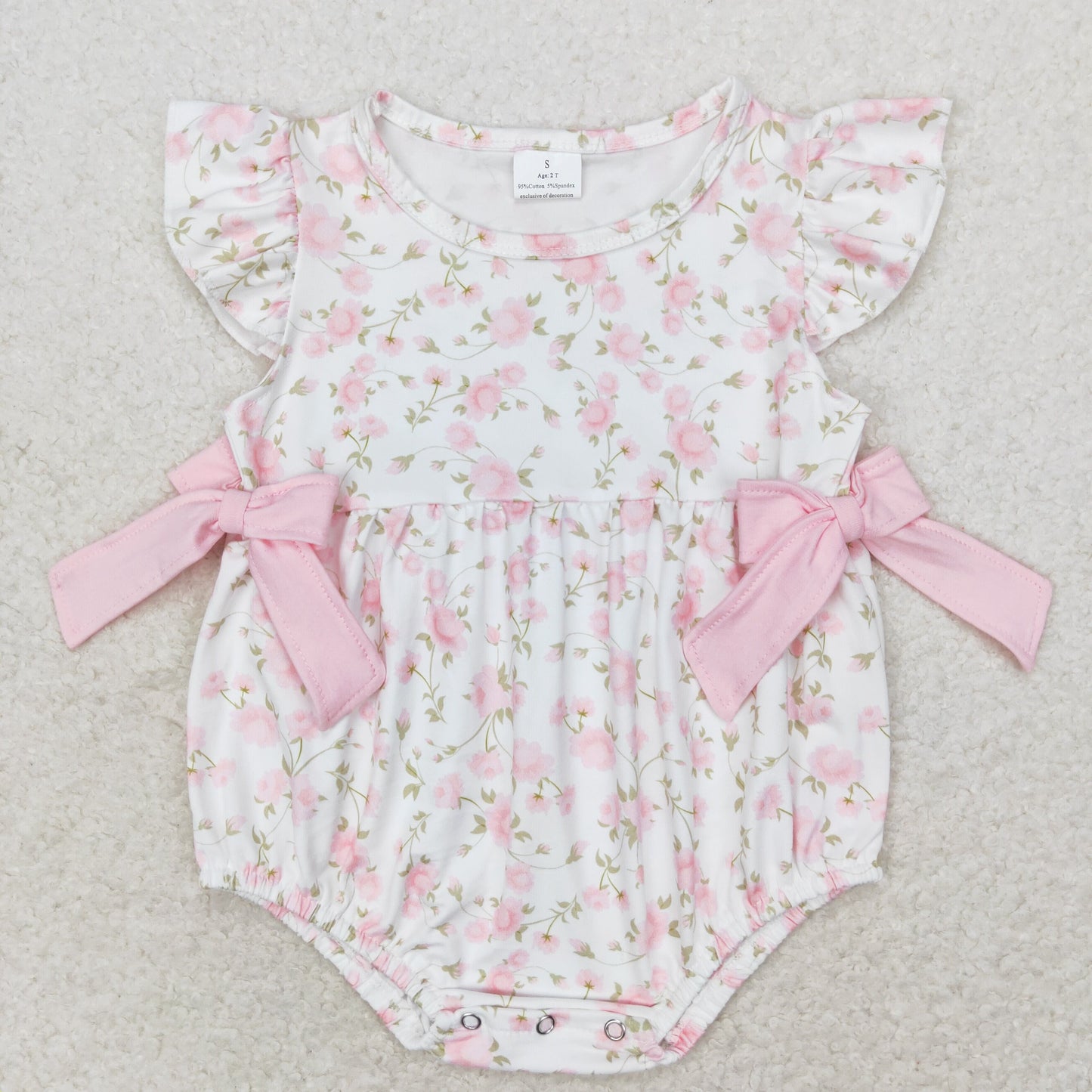 toddle baby girls pink floral bow romper