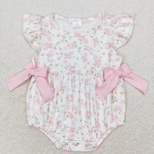 toddle baby girls pink floral bow romper