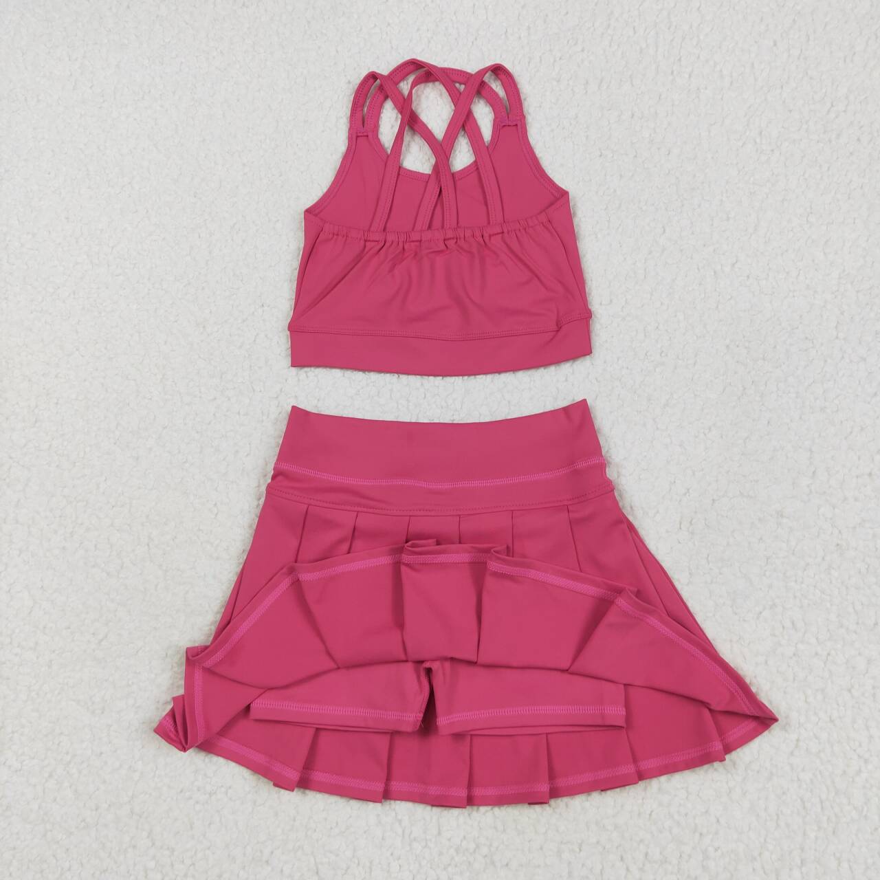 Baby girls hot pink active wear athletic summer yoga skirt outfit