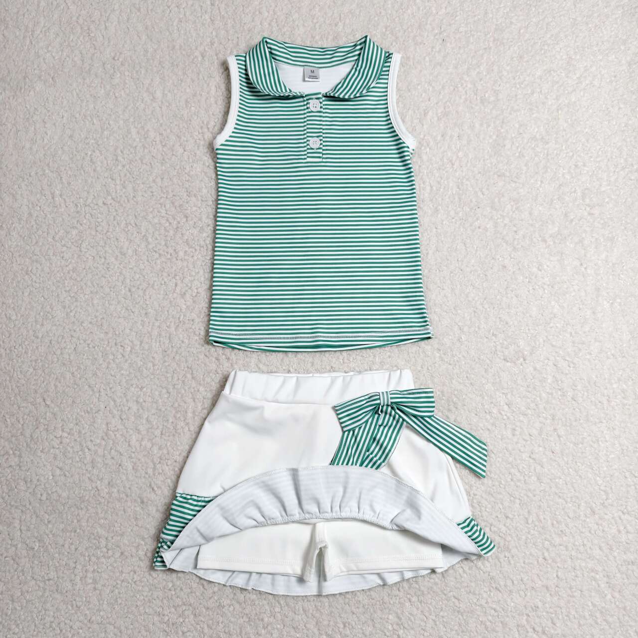 Grey green tank top matching skorts girls summer yoga outfit