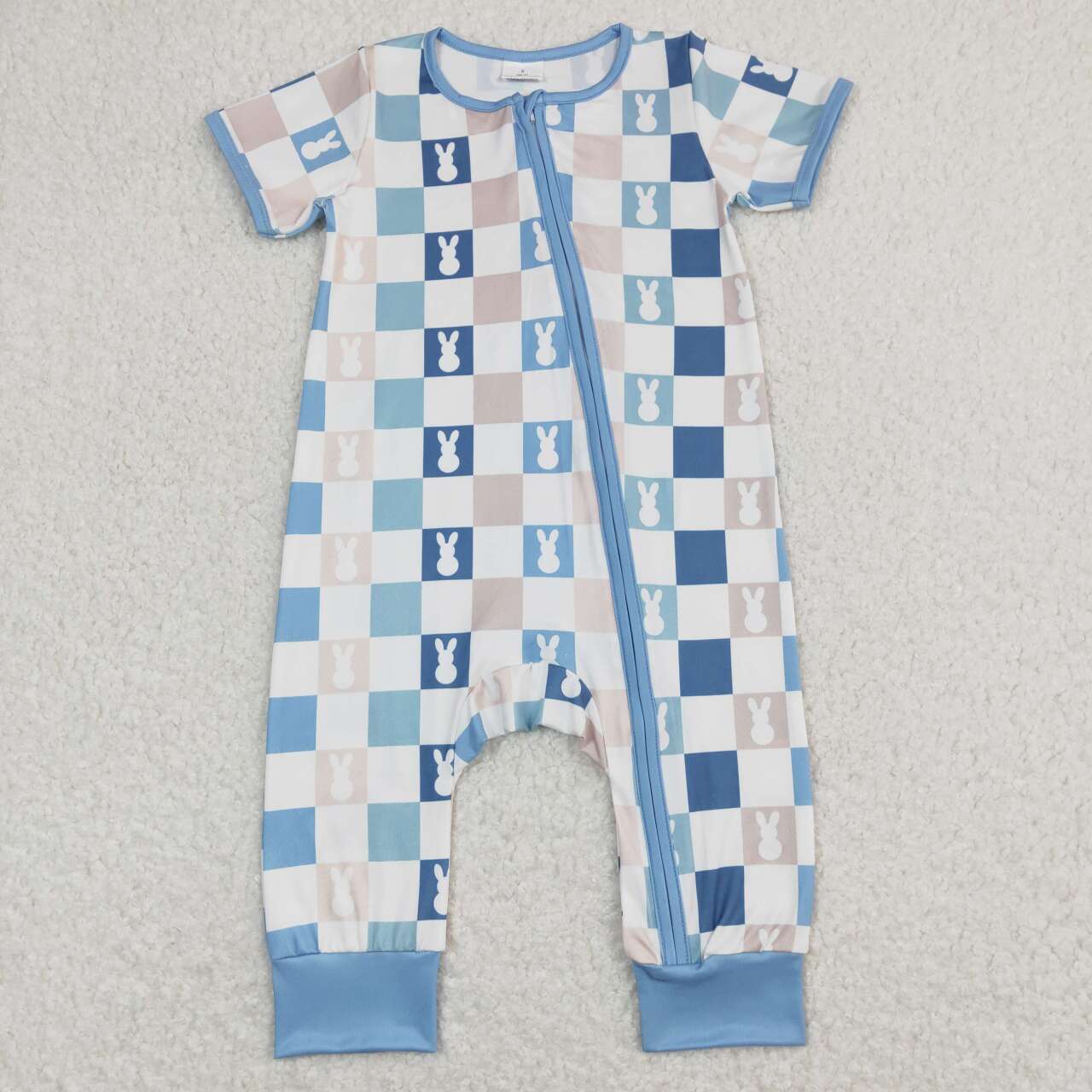 toddle boy easter bunny checkered romper