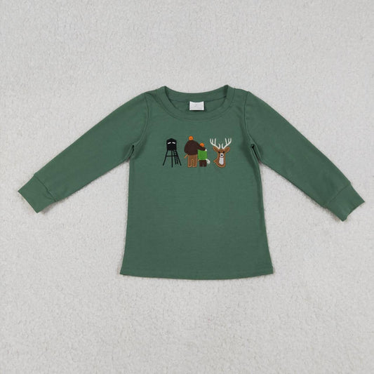 Embroidery deer hunting season kids boy long sleeve top