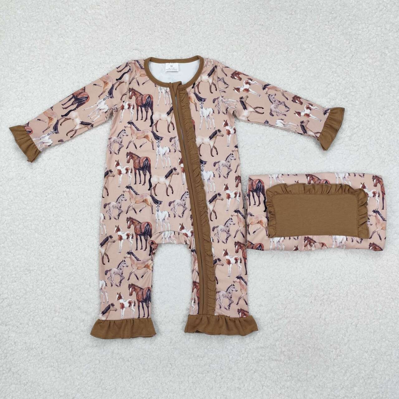 Cowgirl western horse zip romper