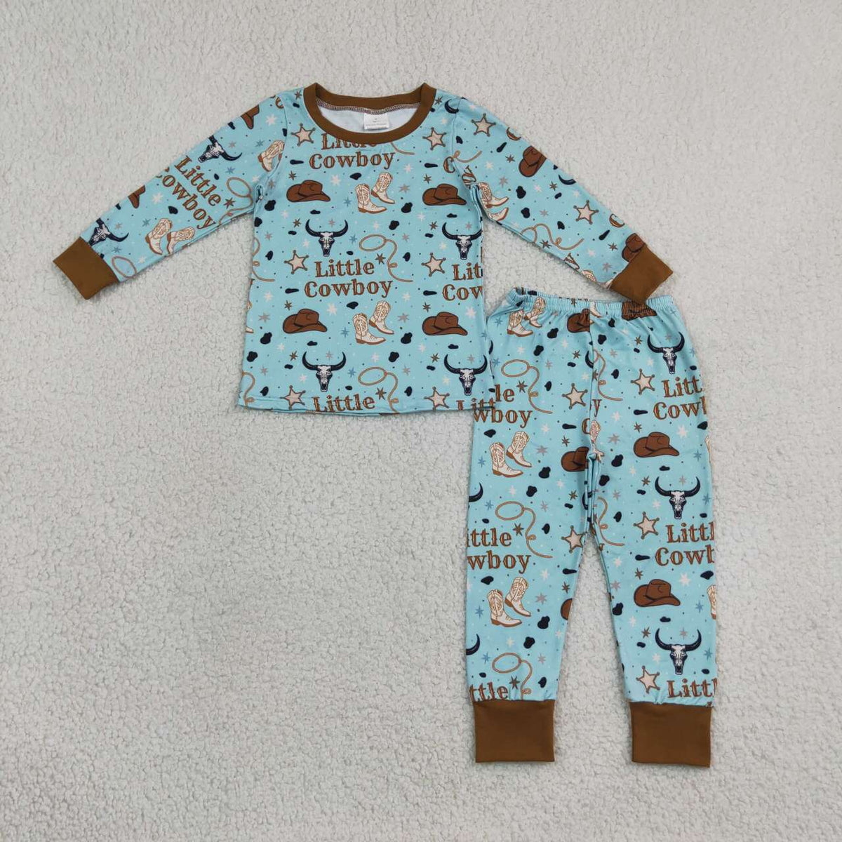 Little cowboy long sleeve top matching pants boy outfit