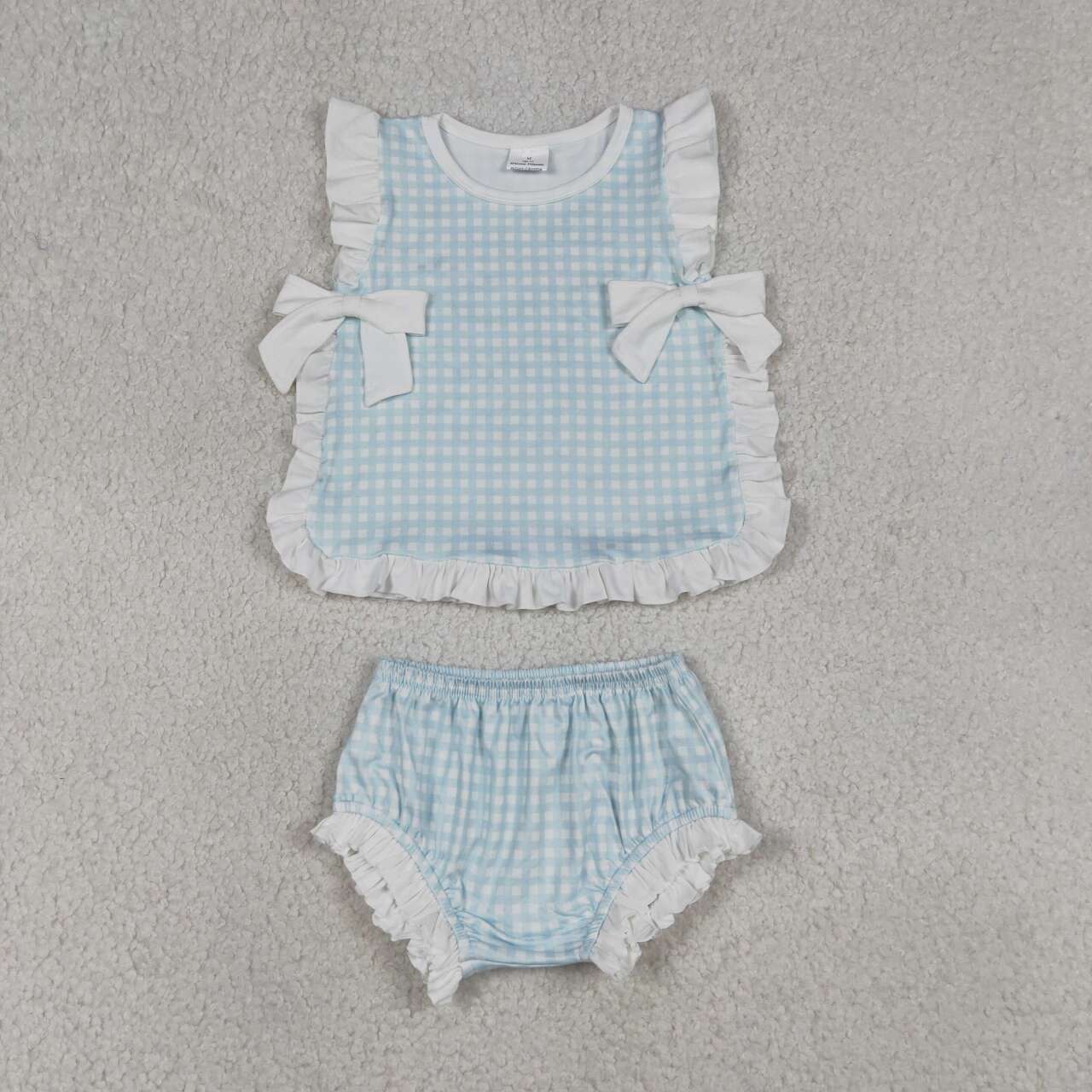 July 4th sky blue design girls summer bummies outfit