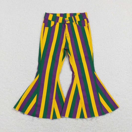 purple gold green Mardi Gras holiday Jeans bell bottoms