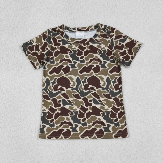 Brown camouflage boy short sleeve top