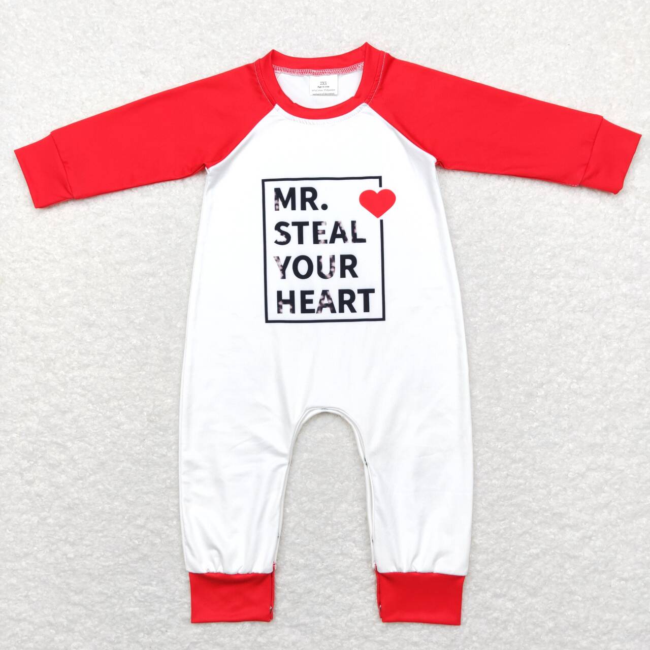 Mr steal ur heart  baby boy Valentines day romper