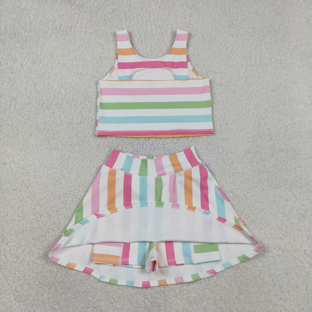 Baby girls colorful stripes floral yoga active wear two pieces outfit