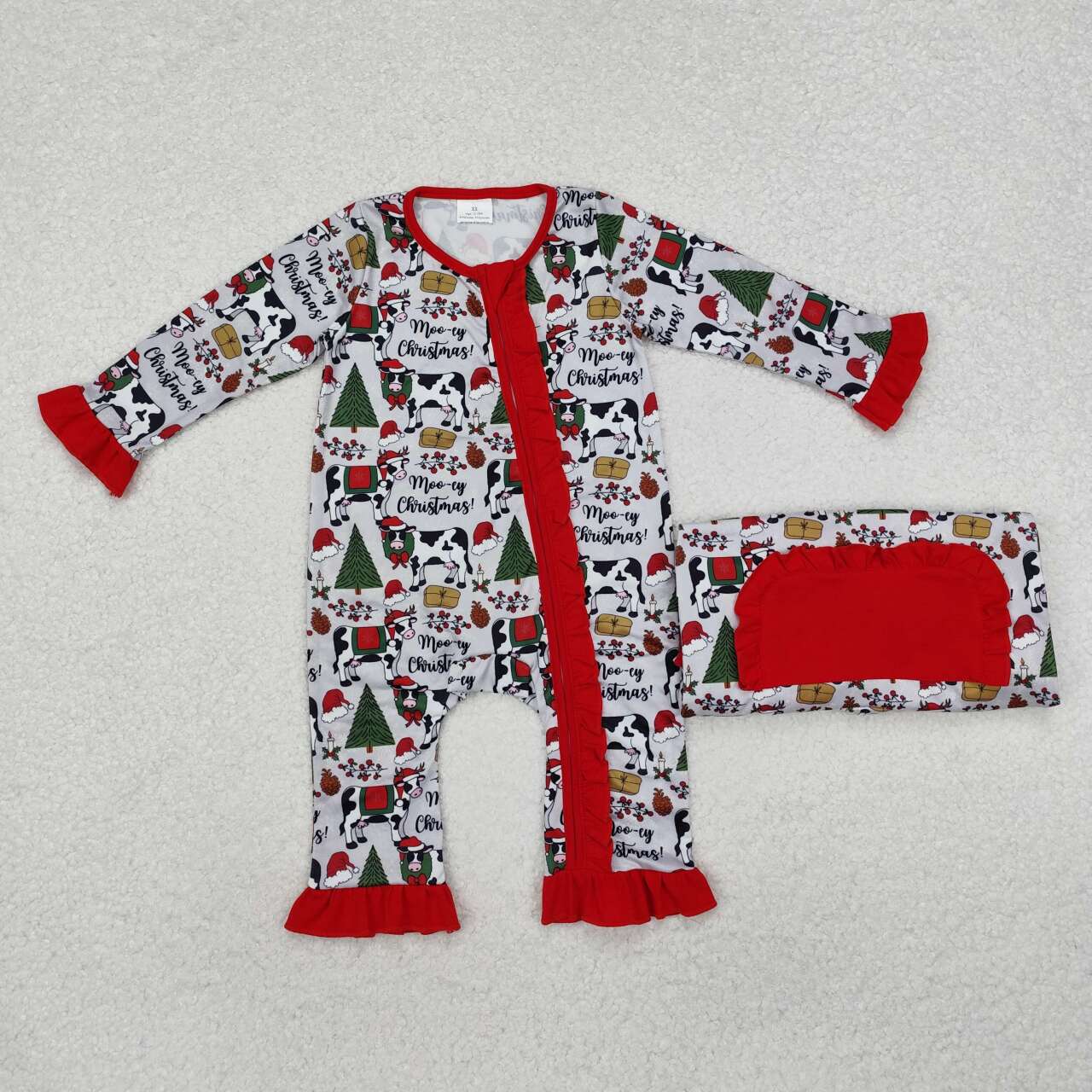 infant baby girls wholesale girls christmas heifer zip romper