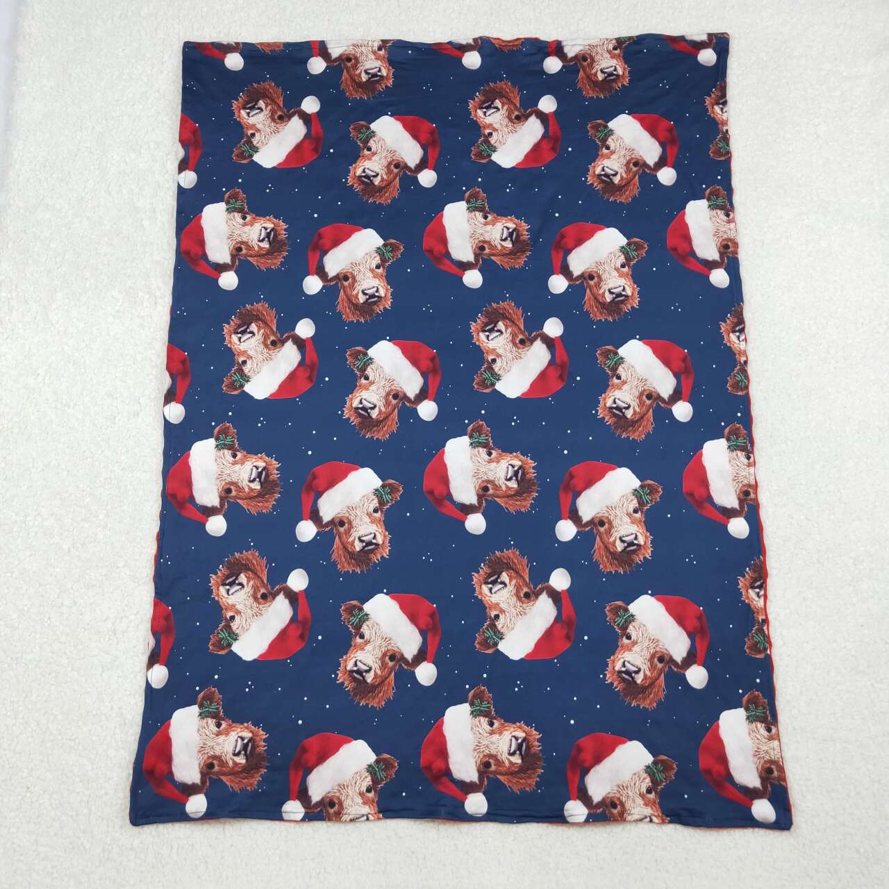 Christmas highland cow fleece  blanket