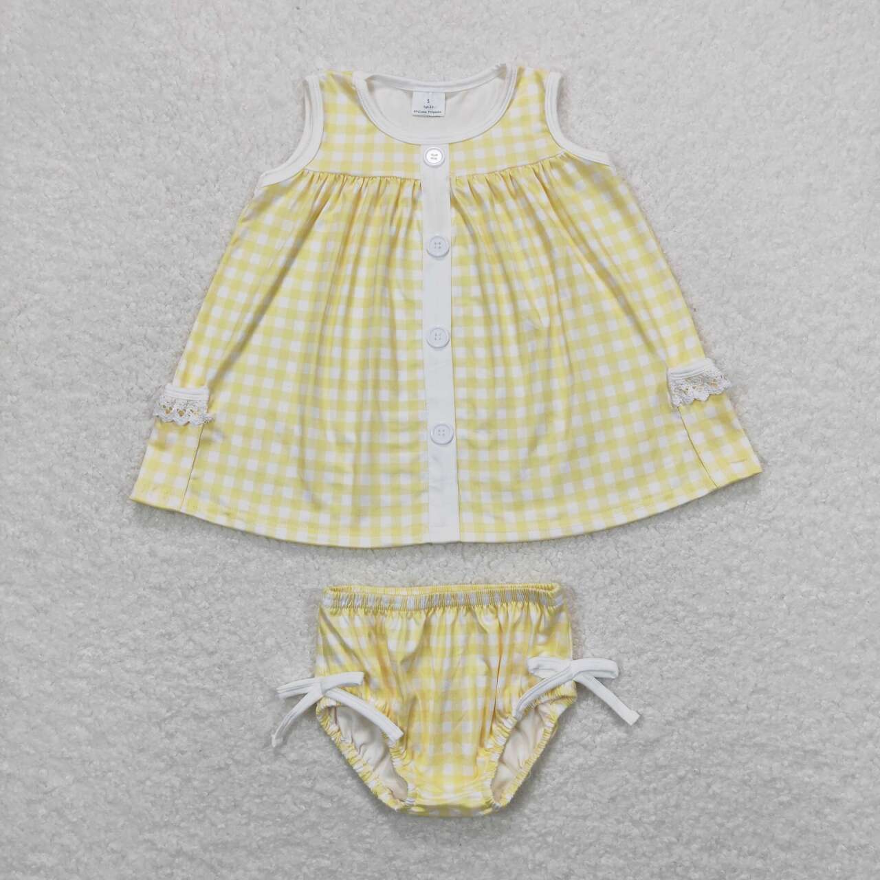 yellow gingham bummie set