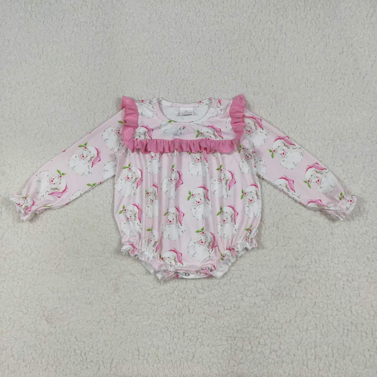 USA SHOP Christmas Santa Claus girls long sleeve pink romper