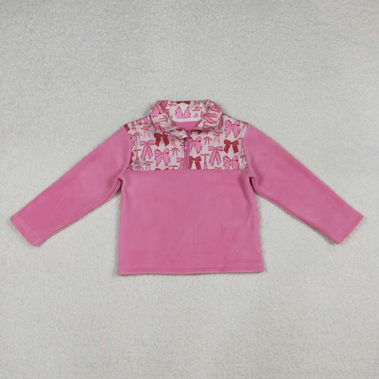 Girl long sleeve pink bow t-shirt top