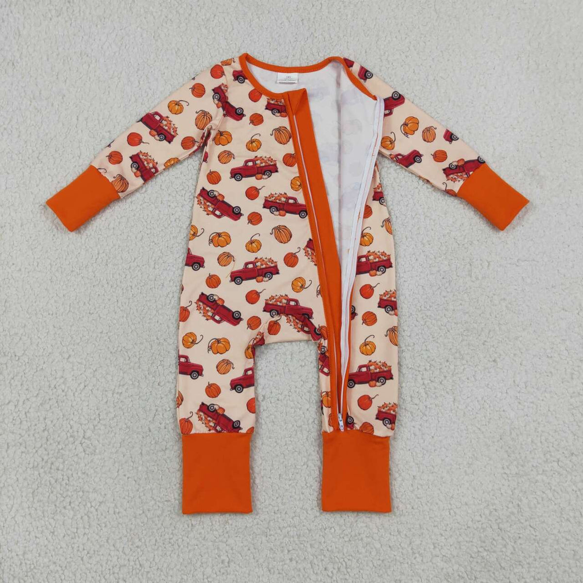 Toddle baby long sleeve fall pumpkin zip romper
