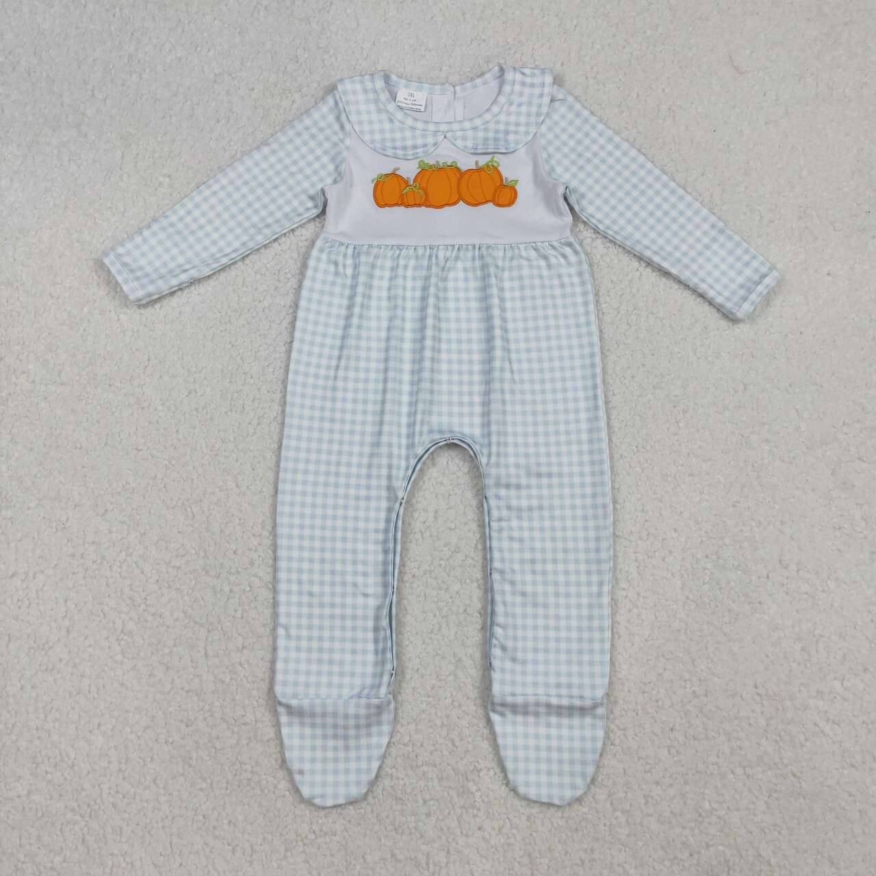 Embroidery Fall pumpkin toddle babylong sleeve romper