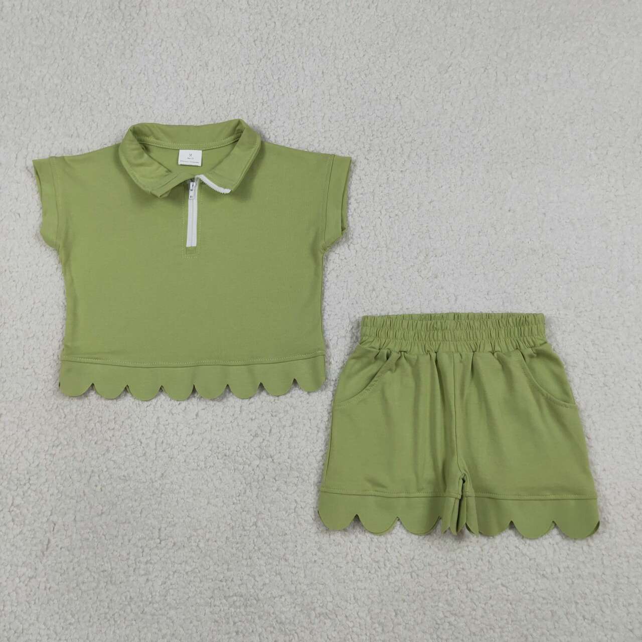 Lime green short sleeve top matching shorts girls summer outfit