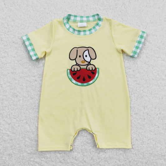 toddle boy embroidery dog watermelon romper