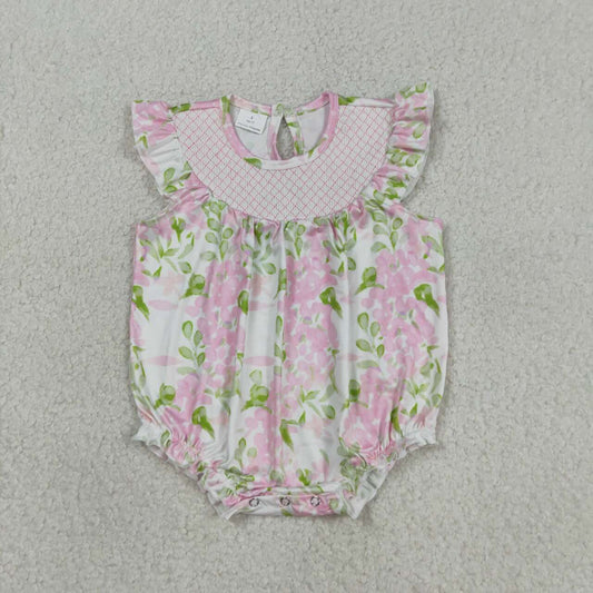 Pink flowers design toddle baby romper
