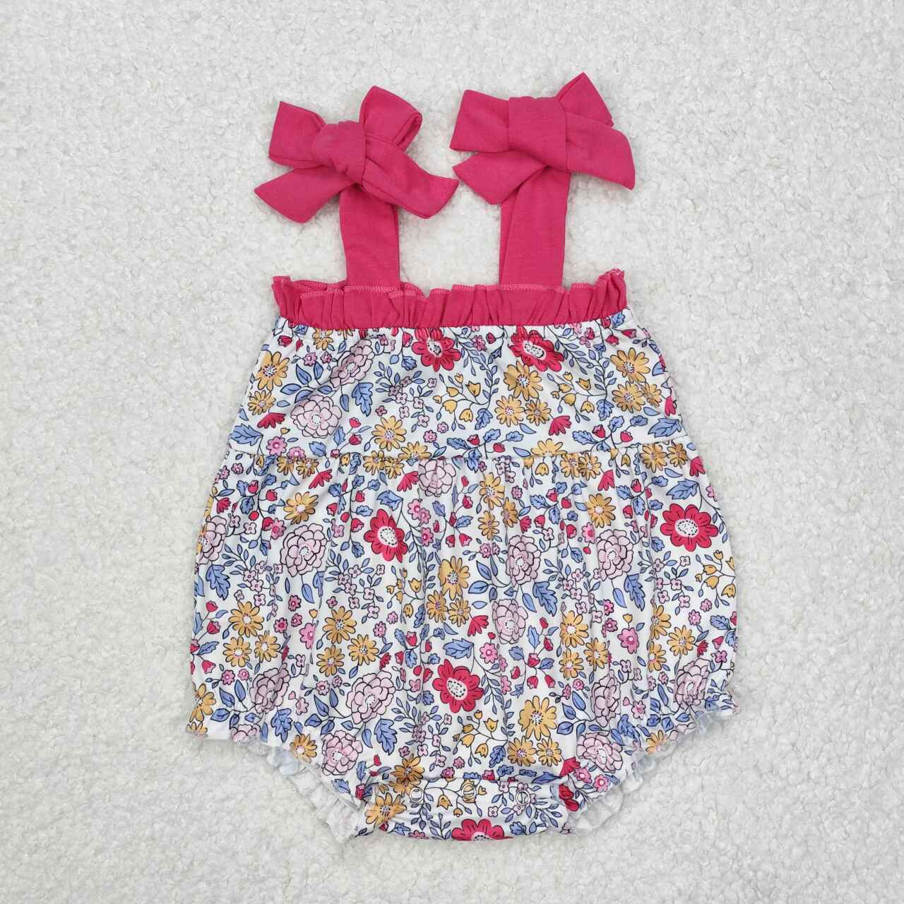Toddle baby girl pink floral boutique romper