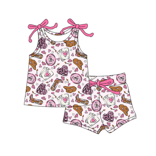 Valentines day top matching shorts girls summer outfit