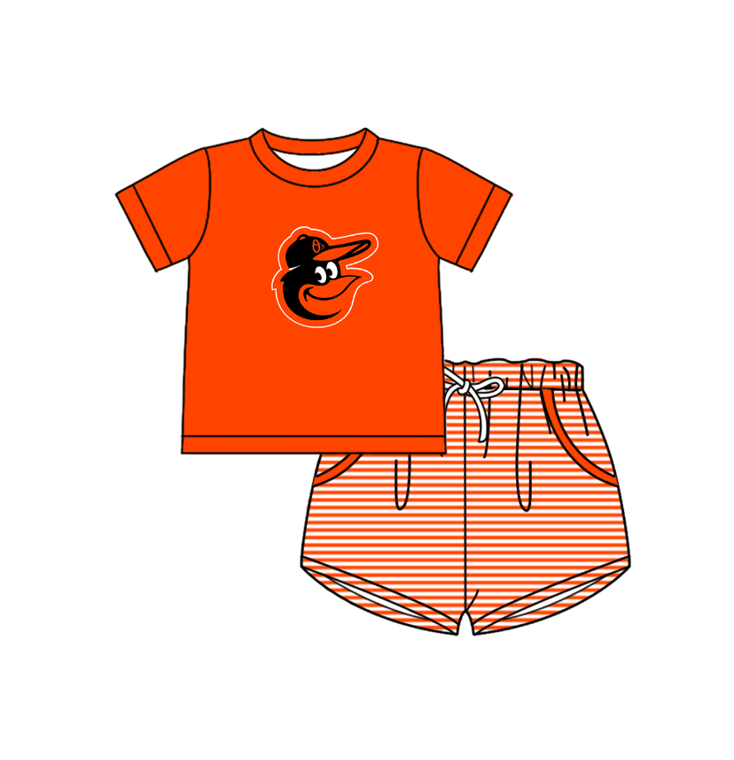 Custom team Baltimore Orioles top matching shorts boy summer outfit