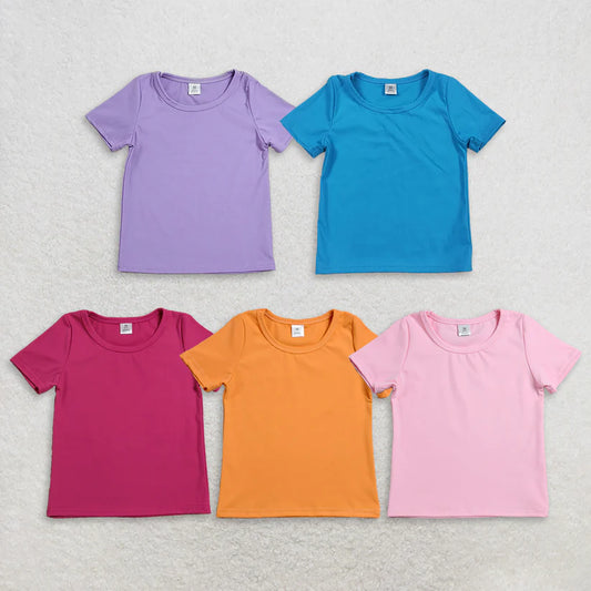 Pink color girls yoga short sleeve top