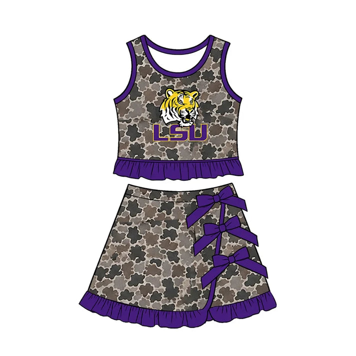toddle girls custom LSU team camo style skirt set
