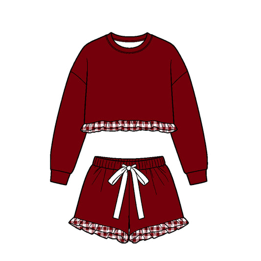 Solid cotton short sleeve top matching shorts girls clothes