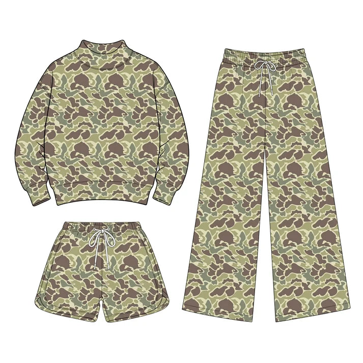 Toddle kids girls custom camo design long sleeve matching outfit