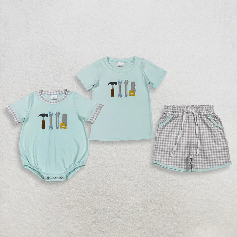 Embroidery Tool top matching shorts boy summer outfit