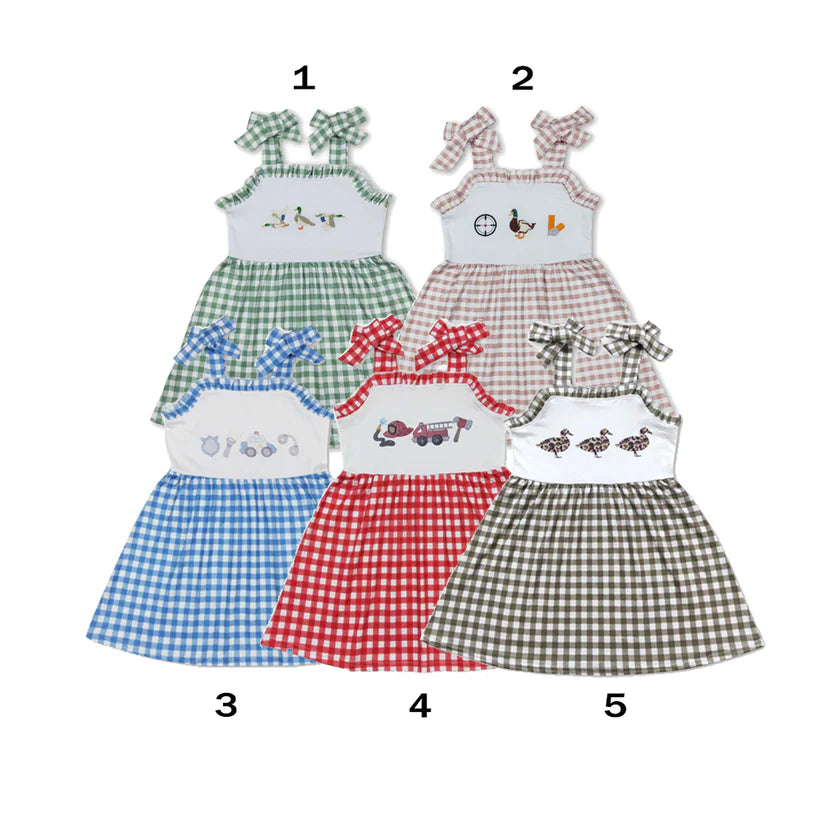 khahi gingham duck huting dress