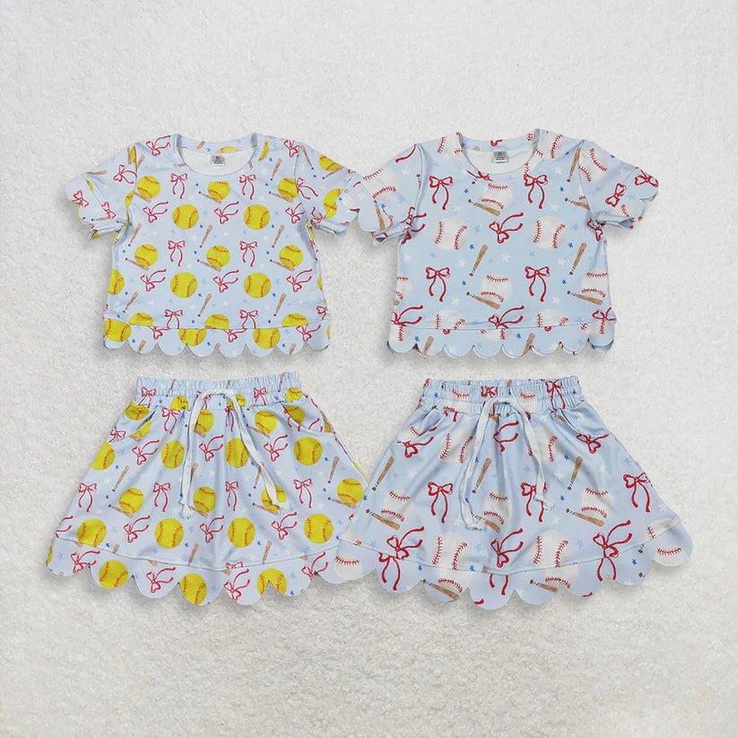 Softball top matching skirt toddle baby girls yoga outfit