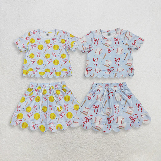 Softball top matching skirt toddle baby girls yoga outfit