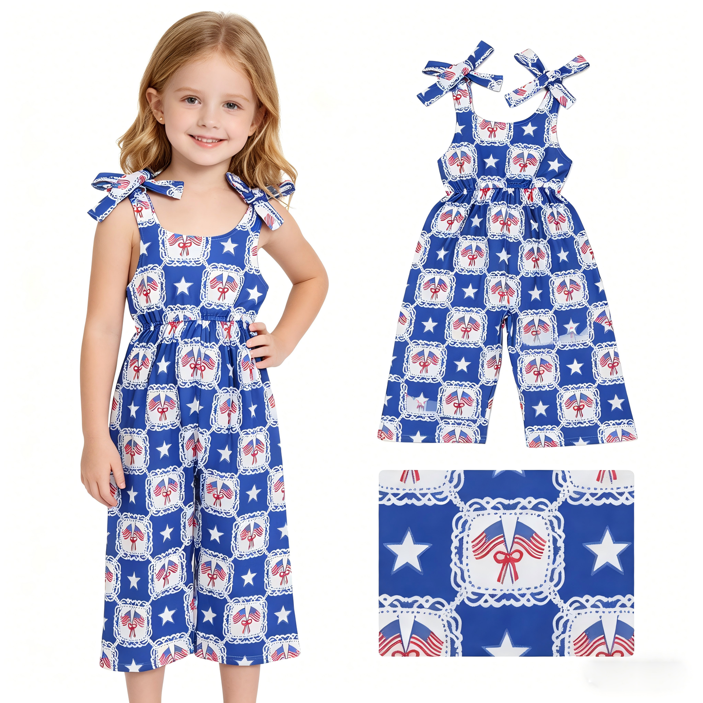 Toddle girls July 4th design jumpsuit