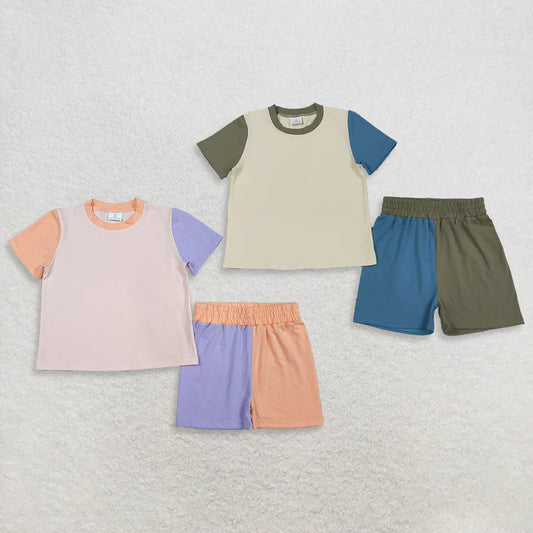 white blue cotton top matching shorts boy summer outfit